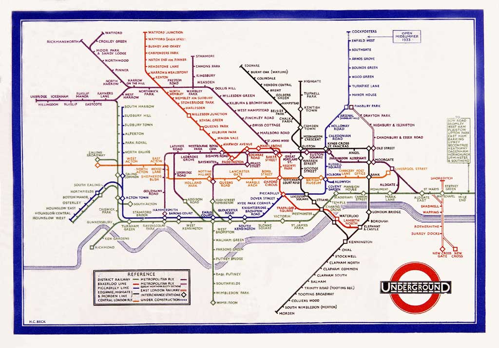  Harry Beck London Underground Map, 